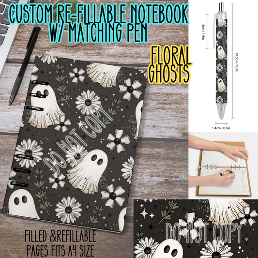 FLORAL GHOSTS -Matching A5 Notebook & Pen Set Round 3 Preorder Closing 11/3