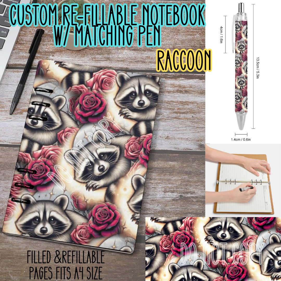 RACCOON -Matching A5 Notebook & Pen Set Round 3 Preorder Closing 11/3