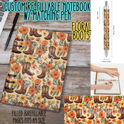 FLORAL BOOTS -Matching A5 Notebook & Pen Set Round 3 Preorder Closing 11/3