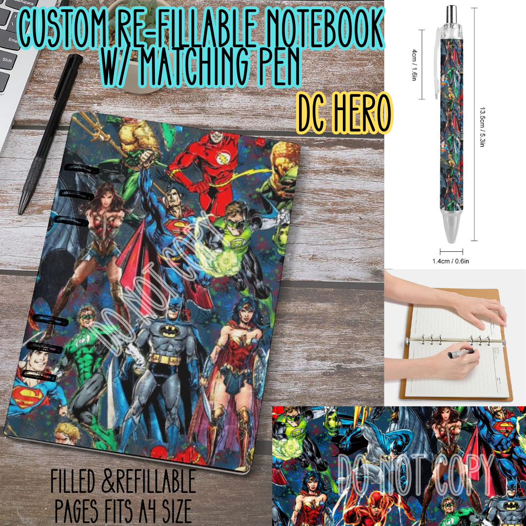 DC HERO -Matching A5 Notebook & Pen Set Round 3 Preorder Closing 11/3