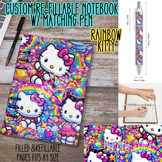 RAINBOW KITTY -Matching A5 Notebook & Pen Set Round 3 Preorder Closing 11/3