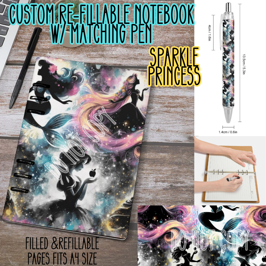 SPARKLE PRINCESS -Matching A5 Notebook & Pen Set Round 3 Preorder Closing 11/3