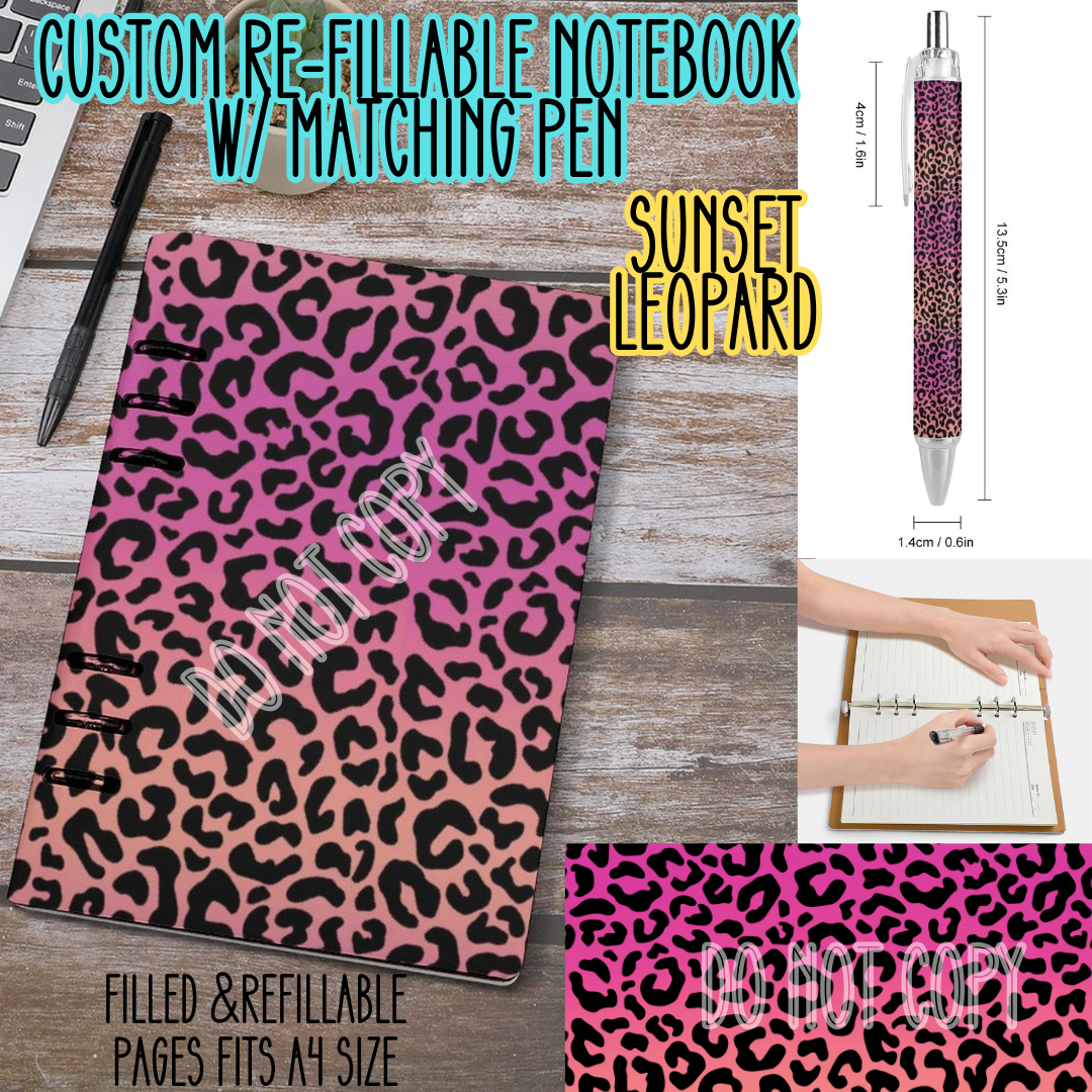 SUNSET LEOPARD - Matching A5 Notebook & Pen Set Round 3 Preorder Closing 11/3