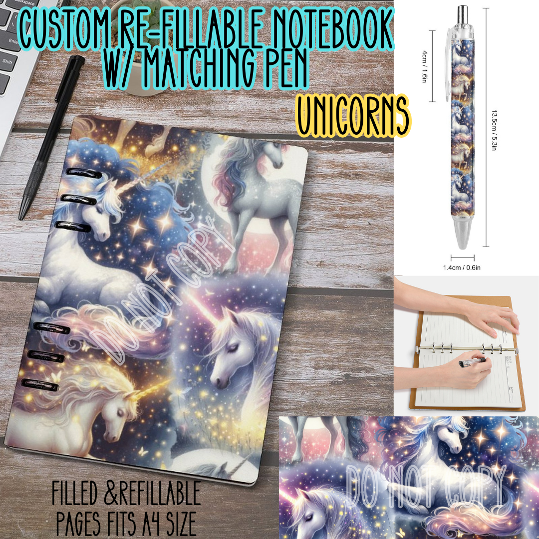 UNICORNS -Matching A5 Notebook & Pen Set Round 3 Preorder Closing 11/3