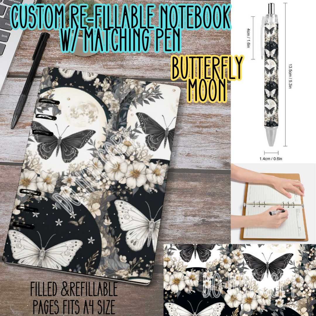 BUTTERFLY MOON -Matching A5 Notebook & Pen Set Round 3 Preorder Closing 11/3