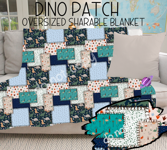 DINO PATCH - GIANT SHAREABLE THROW BLANKETS ROUND 6 -PREORDER CLOSING 4/26 ETA END JUNE/ EARLYJULY