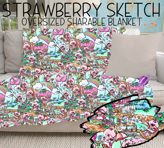 STRAWBERRY SKETCH - GIANT SHAREABLE THROW BLANKETS ROUND 6 -PREORDER CLOSING 4/26 ETA END JUNE/ EARLYJULY