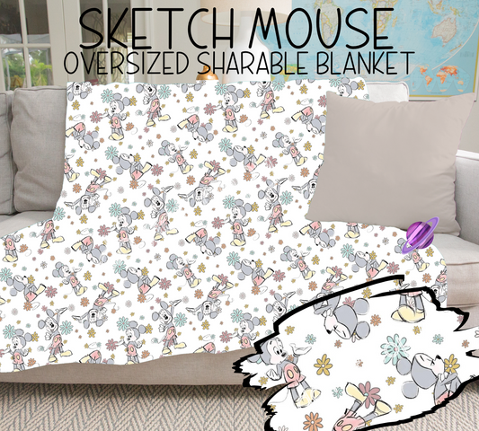 SKETCH MOUSE - GIANT SHAREABLE THROW BLANKETS ROUND 6 -PREORDER CLOSING 4/26 ETA END JUNE/ EARLYJULY