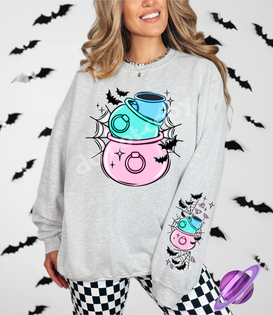 PASTEL CAULDRON - CREWNECK SWEATSHIRT  W/ SLEEVE PRINT