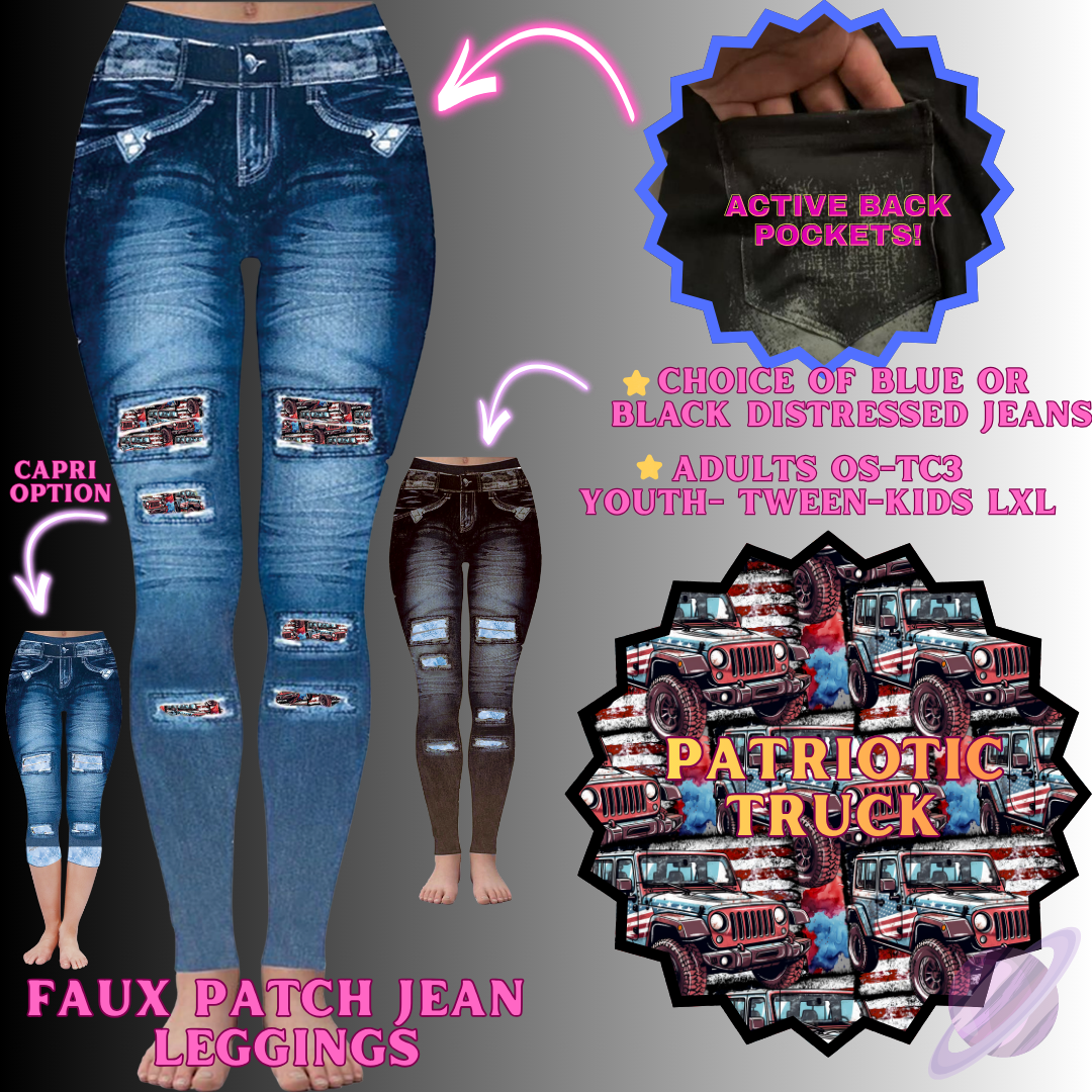 PATRIOTIC TRUCK-FAUX JEAN LEGGING-PREORDER CLOSING 12/2
