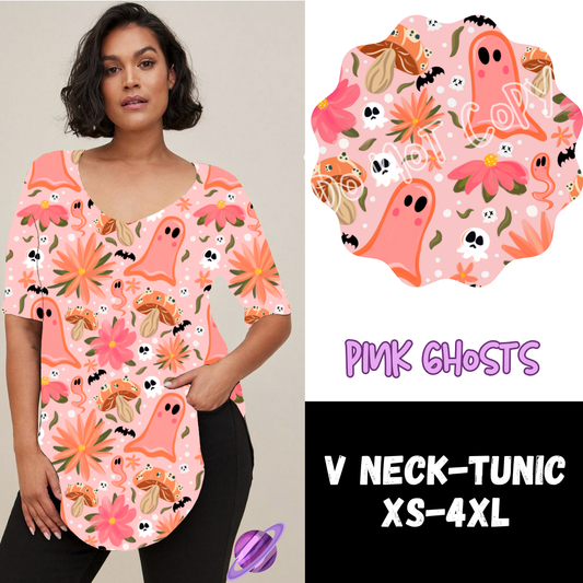 PINK GHOSTS -PPO11-V-NECK TUNIC PREORDER CLOSING 7/11