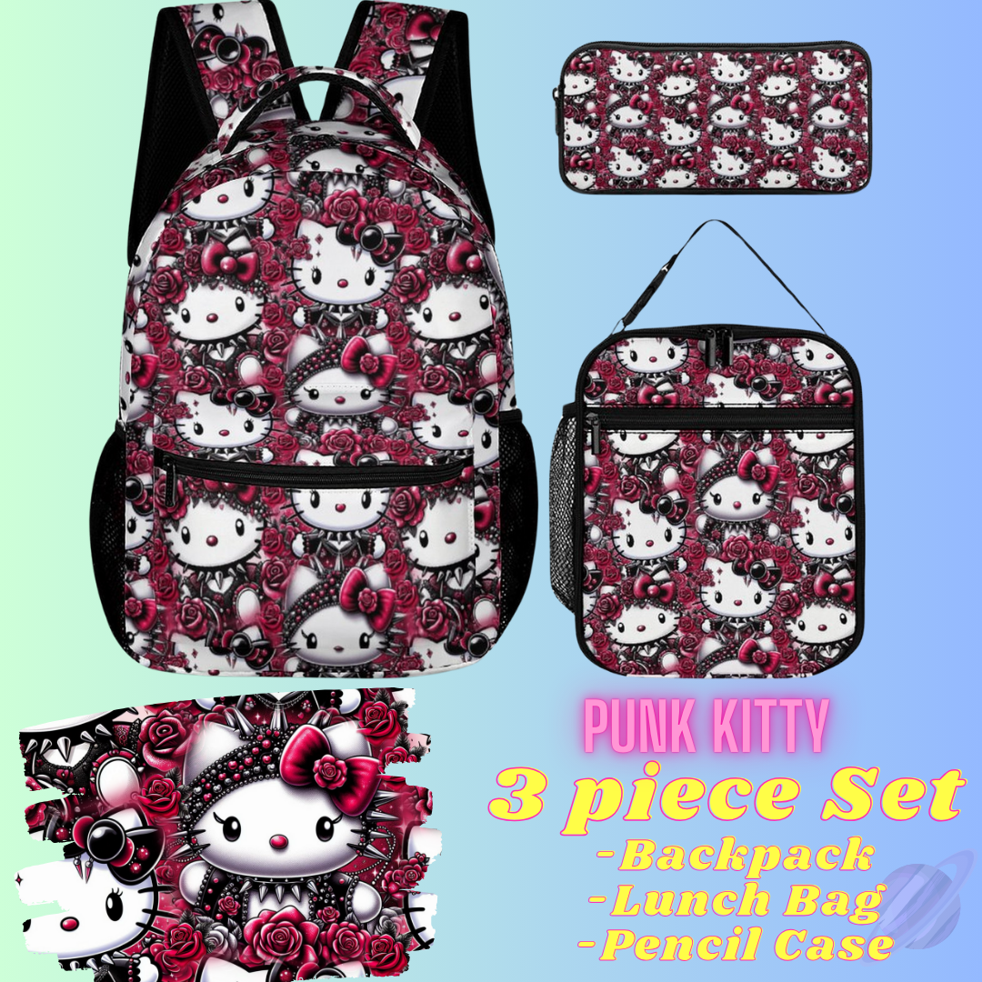 PUNK KITTY-3 PIECE BACKPACK SET-PREORDER CLOSING 7/3