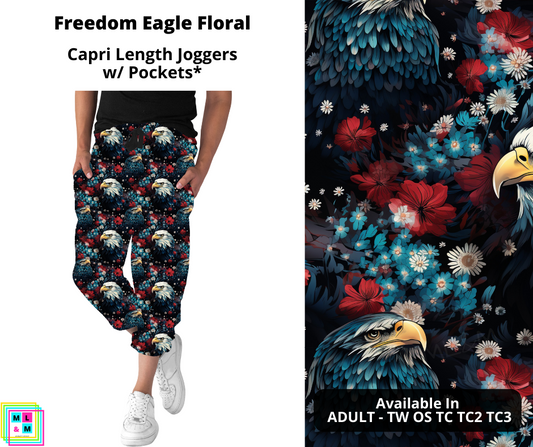 Preorder! Closes 4/4. ETA May. Freedom Eagle Floral Jogger Capri