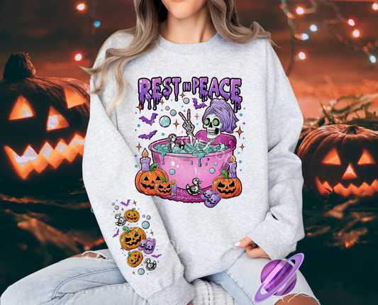 REST IN PEACE CREWNECK SWEATSHIRT W/ SLEEVE PRINT