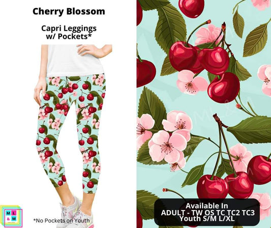 Preorder! Closes 4/11. ETA May. Cherry Blossom Capri Leggings w/ Pockets