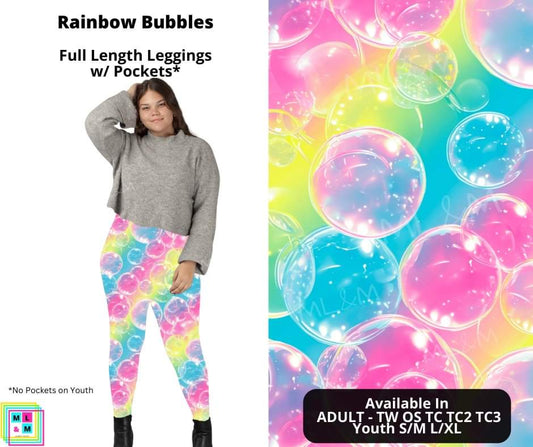Preorder! Closes 4/11. ETA May. Rainbow Bubbles Full Length Leggings w/ Pockets