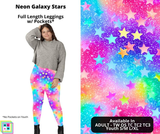 Preorder! Closes 4/11. ETA May. Neon Galaxy Stars Full Length Leggings w/ Pockets
