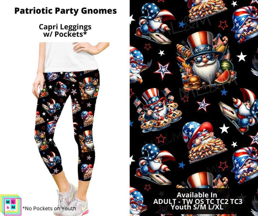 Preorder! Closes 4/4. ETA May. Patriotic Party Gnomes Capri Leggings w/ Pockets