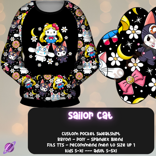 SAILOR CAT - POCKET SWEATSHIRT - KITTY COSPLAY RUN CLOSING 11/15