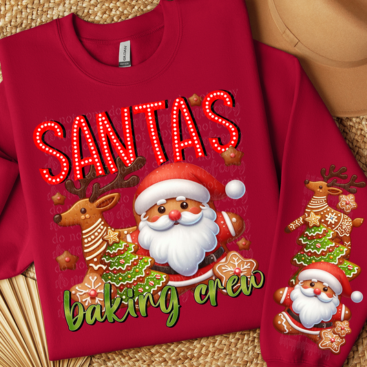 SANTAS BAKING CREW SWEATSHIRT W/ SLEEVE PRINT