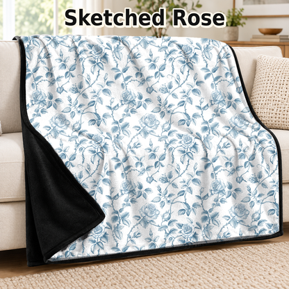 Sketched Rose-Soft Throw Blanket 14 Run-Due 9/28