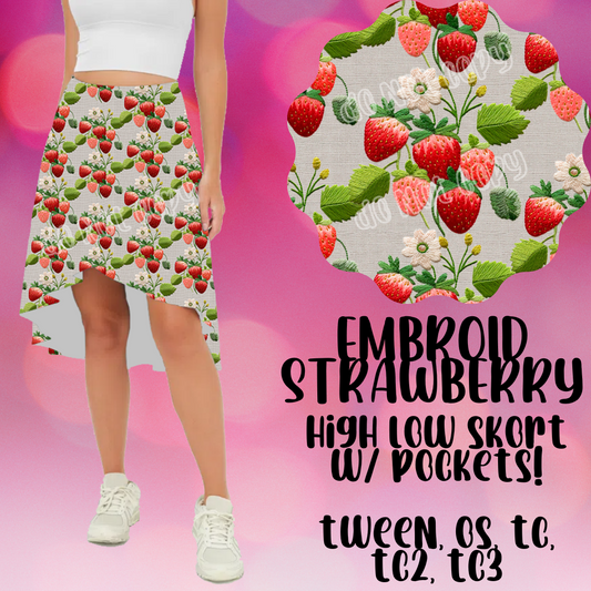 EMBROID STRAWBERRY - HIGH LOW SKORT 3 - PREORDER CLOSING 5/20