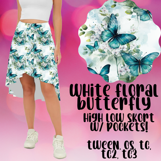 WHITE FLORAL BUTTERFLY - HIGH LOW SKORT 3 - PREORDER CLOSING 5/20