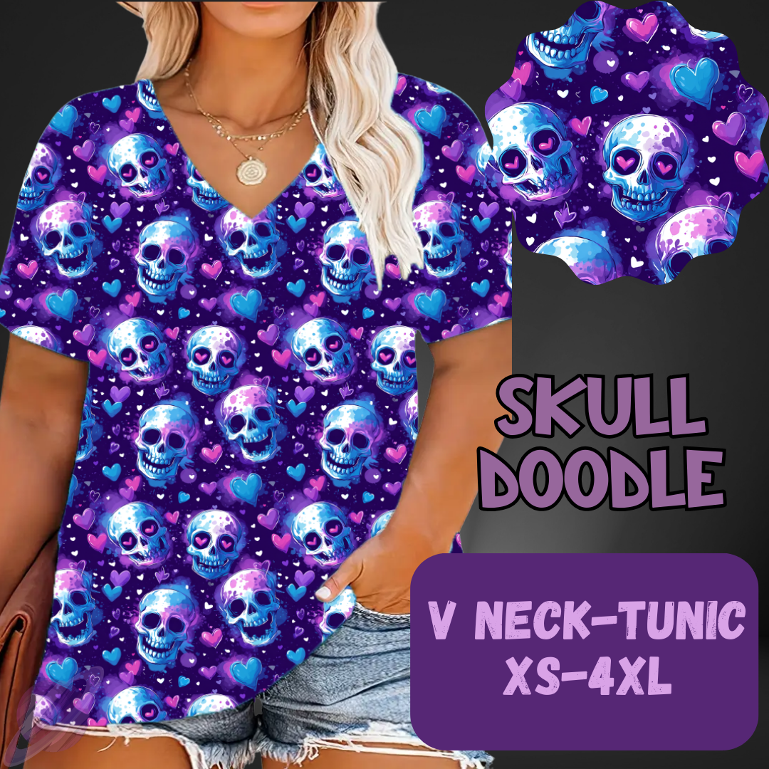 SKULL DOODLE -PATTERN PANEL OUTFIT RUN-SOFT CLOSE 7/10 HARD CLOSE 7/12