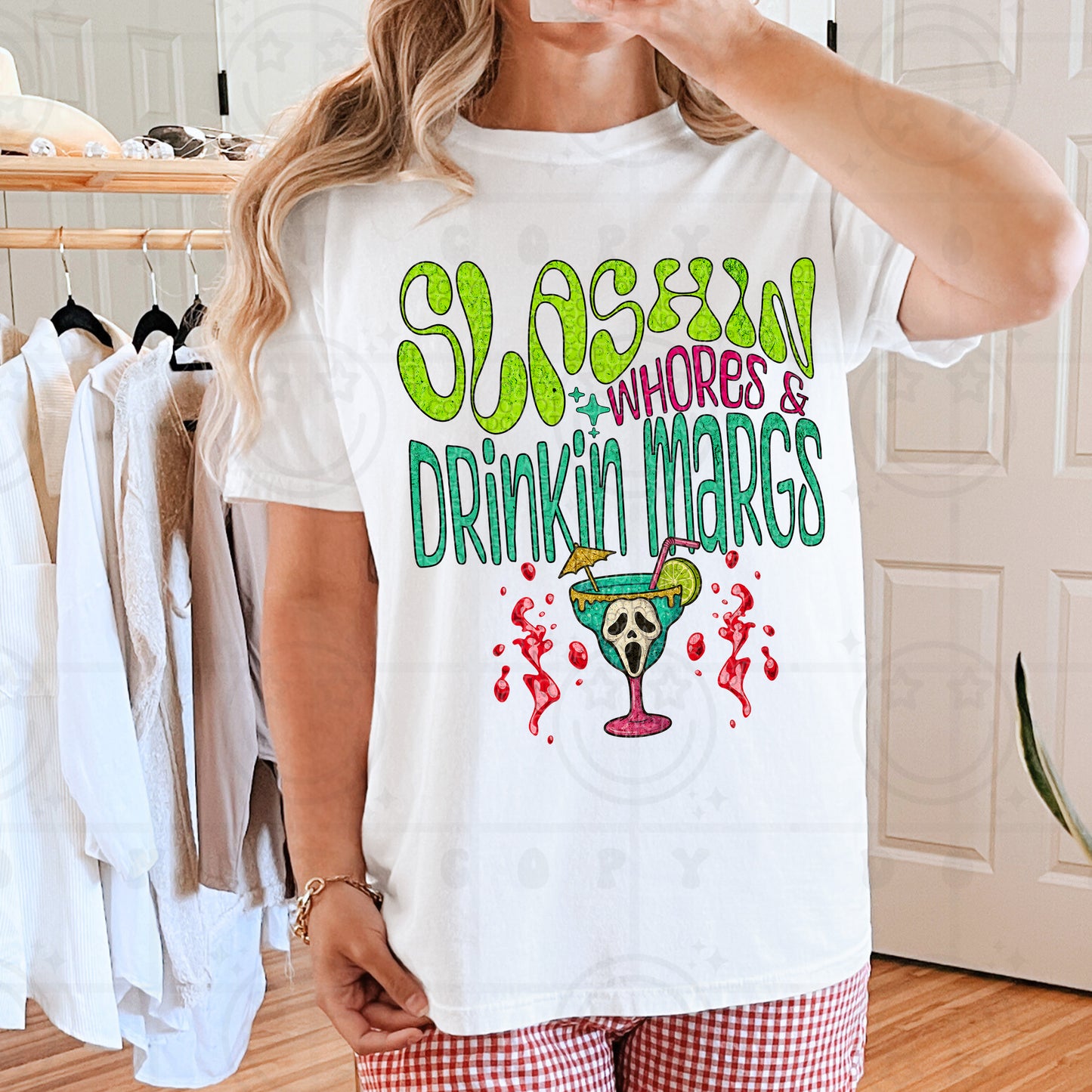 SLASHIN WHORES AND DRINKIN TEE