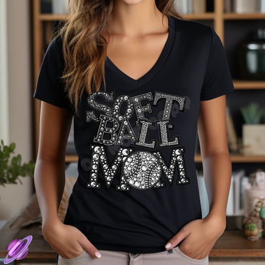 SOFTBALL MOM BLING TEE