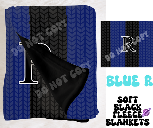 BLUE R - SOFT BLACK FLEECE THROW BLANKETS RUN 5- PREORDER CLOSING 7/13