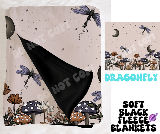 DRAGONFLY - SOFT BLACK FLEECE THROW BLANKETS RUN 5- PREORDER CLOSING 7/13