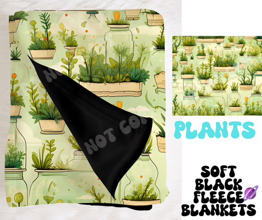 PLANTS - SOFT BLACK FLEECE THROW BLANKETS RUN 5- PREORDER CLOSING 7/13