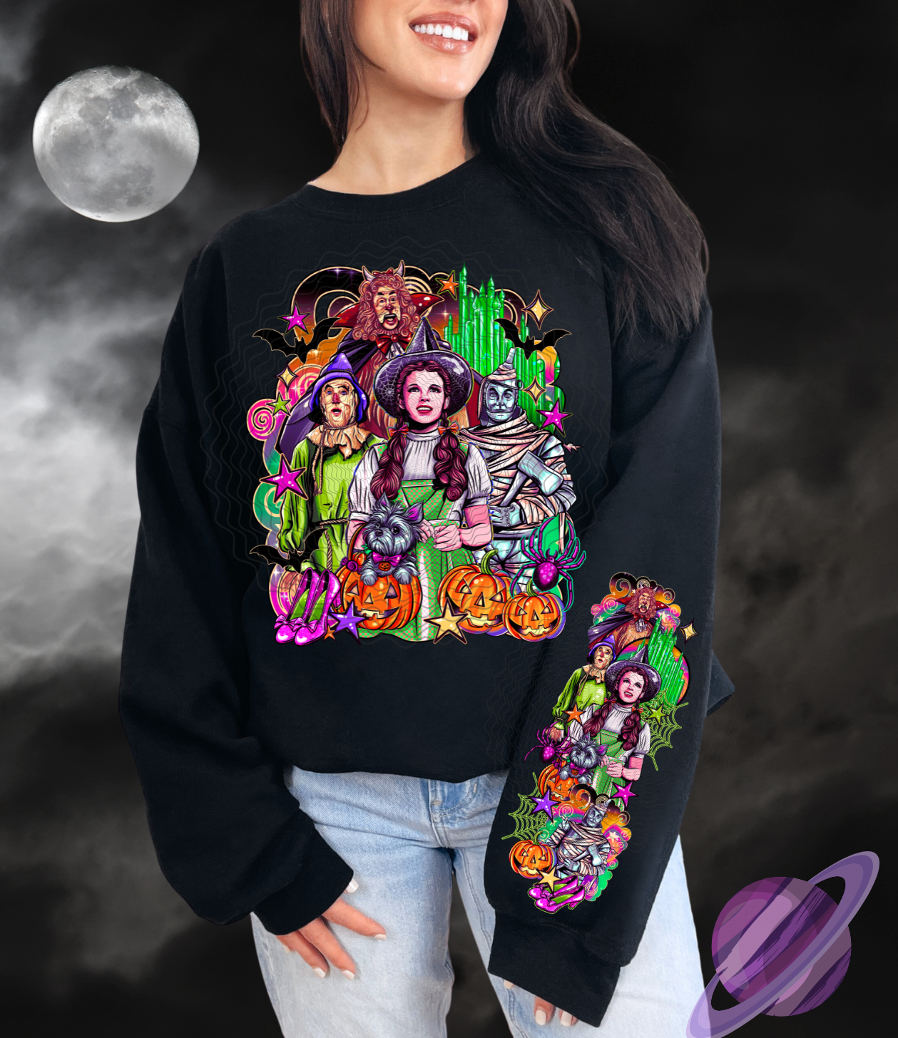 BATCH 115-SPOOKY OZ-SWEATSHIRT W/ SLEEVE PRINT