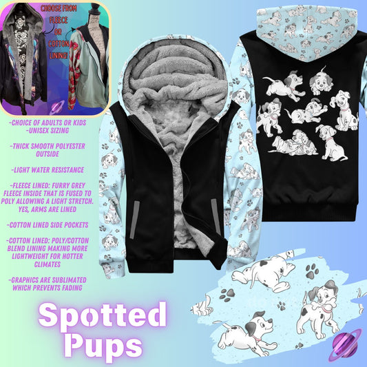 JACKET RUN 14-SPOTTED PUPS-FLEECE OR COTTON LINER-PREORDER CLOSING 12/16