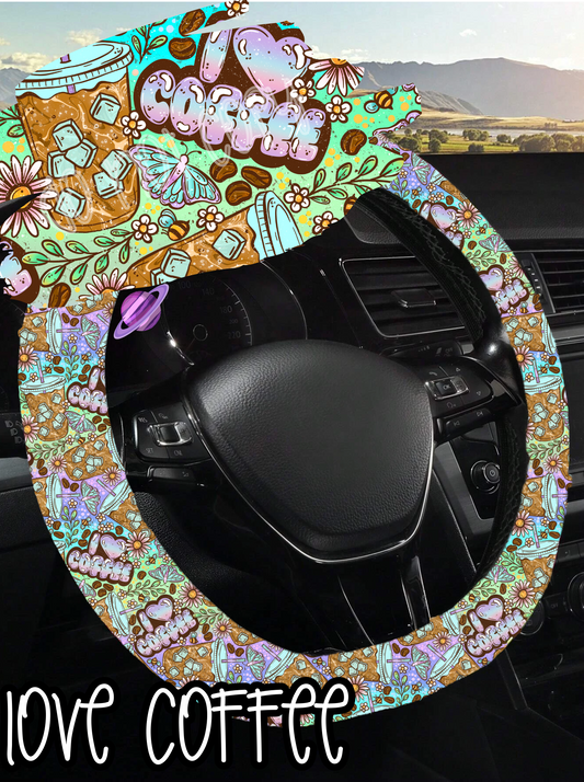 LOVE COFFEE- Steering Wheel Cover 4 Preorder Closing 4/18 ETA END MAY/EARLY JUNE