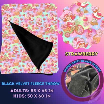 STRAWBERRY- SOFT BLACK FLEECE THROW 13-PREORDER CLOSING 1/14