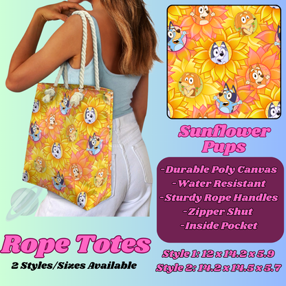 SUNFLOWER PUPS-ROPE TOTE PREORDER CLOSING 5/6
