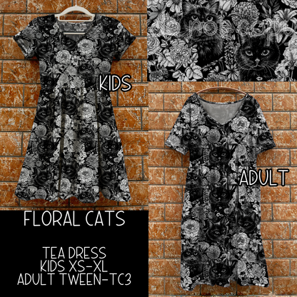 FLORAL CATS - TEA DRESS - PREORDER CLOSING 6/26