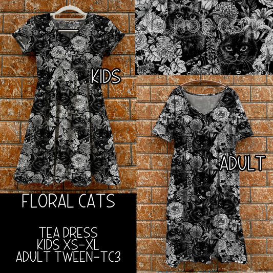 FLORAL CATS - TEA DRESS - PREORDER CLOSING 6/26
