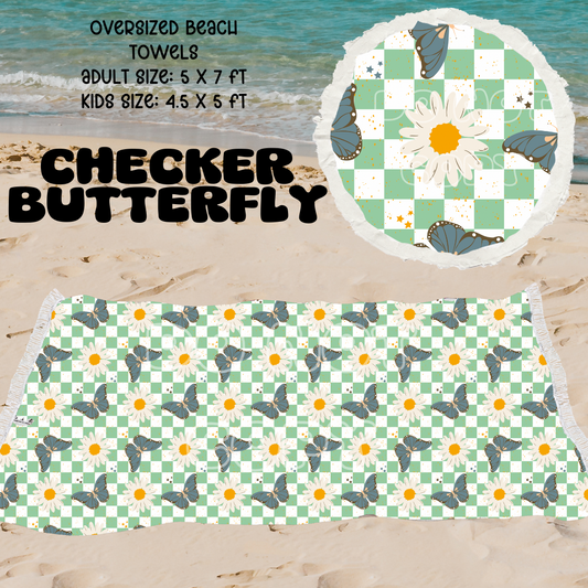 CHECKER BUTTERFLY -OVERSIZED BEACH TOWEL PREORDER CLOSES 5/8 ETA JULY