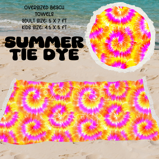 SUMMER TIE DYE -OVERSIZED BEACH TOWEL PREORDER CLOSES 5/8 ETA JULY
