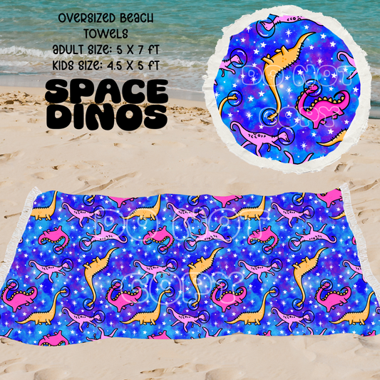 SPACE DINOS -OVERSIZED BEACH TOWEL PREORDER CLOSES 5/8 ETA JULY