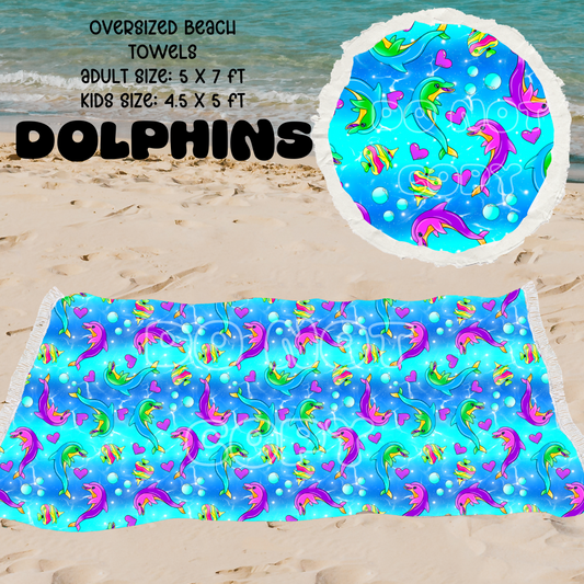 DOLPHINS -OVERSIZED BEACH TOWEL PREORDER CLOSES 5/8 ETA JULY