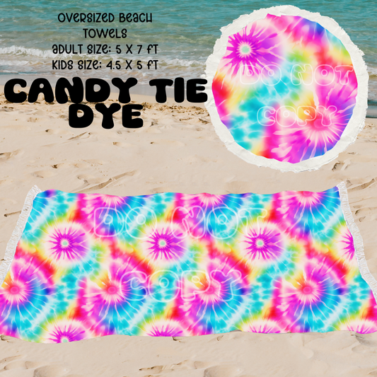 CANDY TIE DYE -OVERSIZED BEACH TOWEL PREORDER CLOSES 5/8 ETA JULY