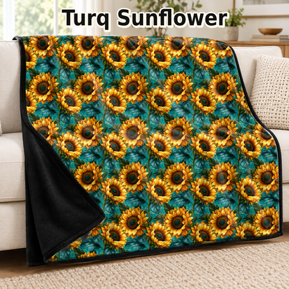 Turq Sunflower-Soft Throw Blanket 14 Run-Due 9/28