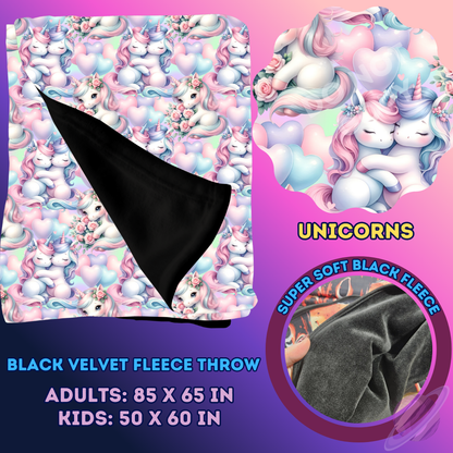 UNICORNS - SOFT BLACK FLEECE THROW 13-PREORDER CLOSING 1/14