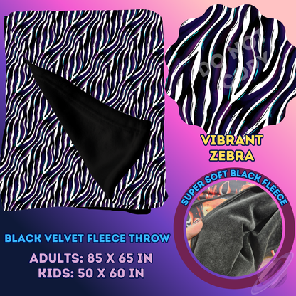 VIBRANT ZEBRA - SOFT BLACK FLEECE THROW 13-PREORDER CLOSING 1/14