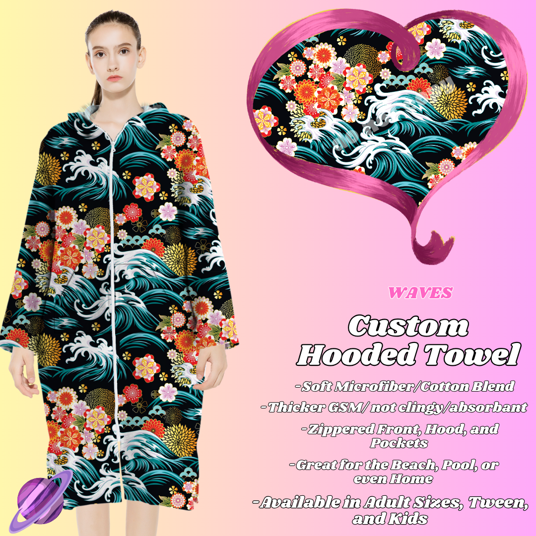 WAVES- HOODED TOWEL- PREORDER CLOSING 4/27