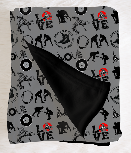 WRESTLING- SOFT BLACK FLEECE THROW BLANKET RUN 6 PREORDER CLOSING 9/25